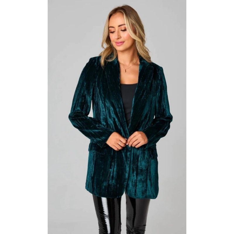 BuddyLove Buddy Love Heff Crushed Velvet Blazer in Dark Forest, size S Size S / US 4 / IT 40 - 1 Thumbnail