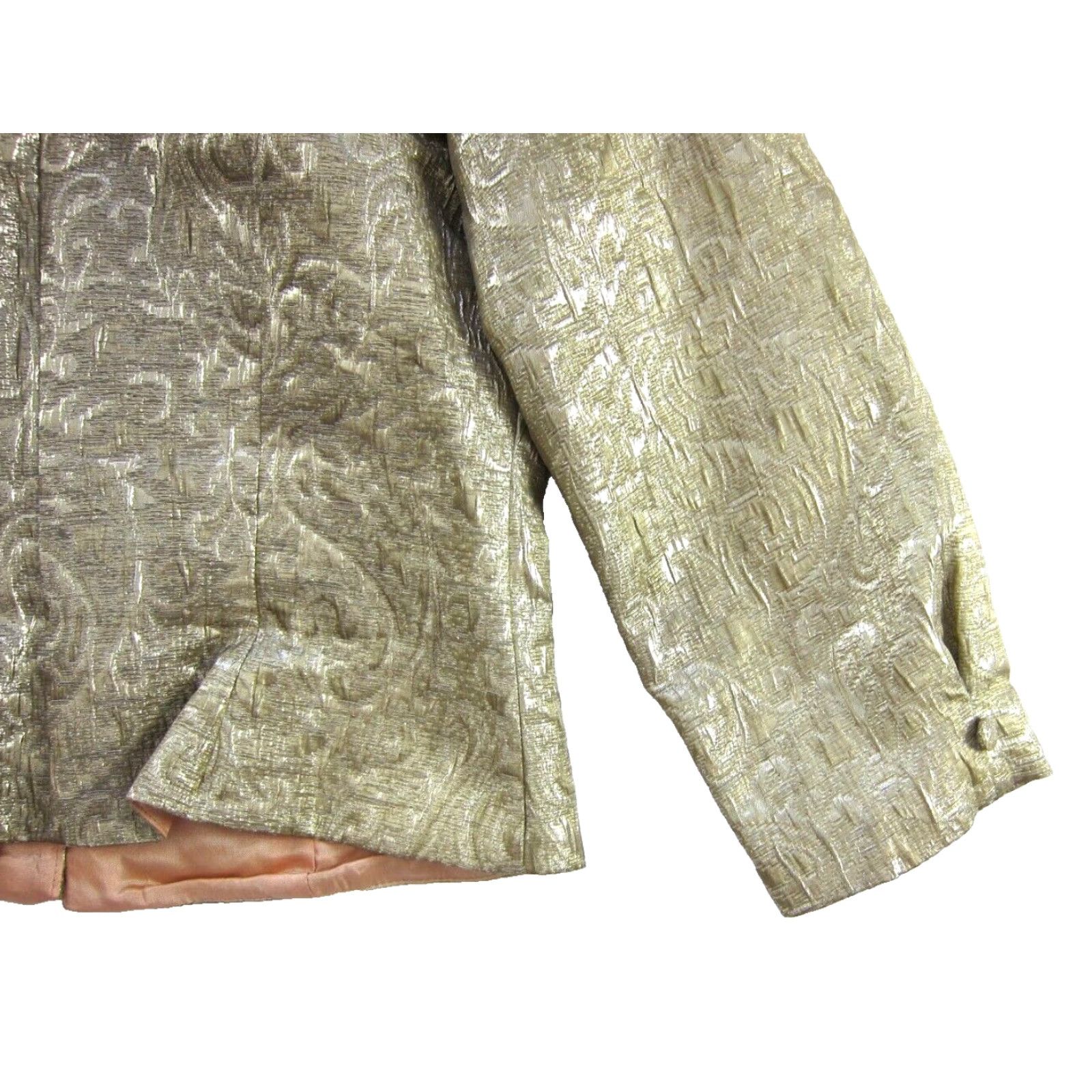 Vintage Vtg J.R. Nites Gold Metallic 3/4 Sleeve Bolero Blazer Jacket Women 10 Size L / US 10 / IT 46 - 7 Thumbnail