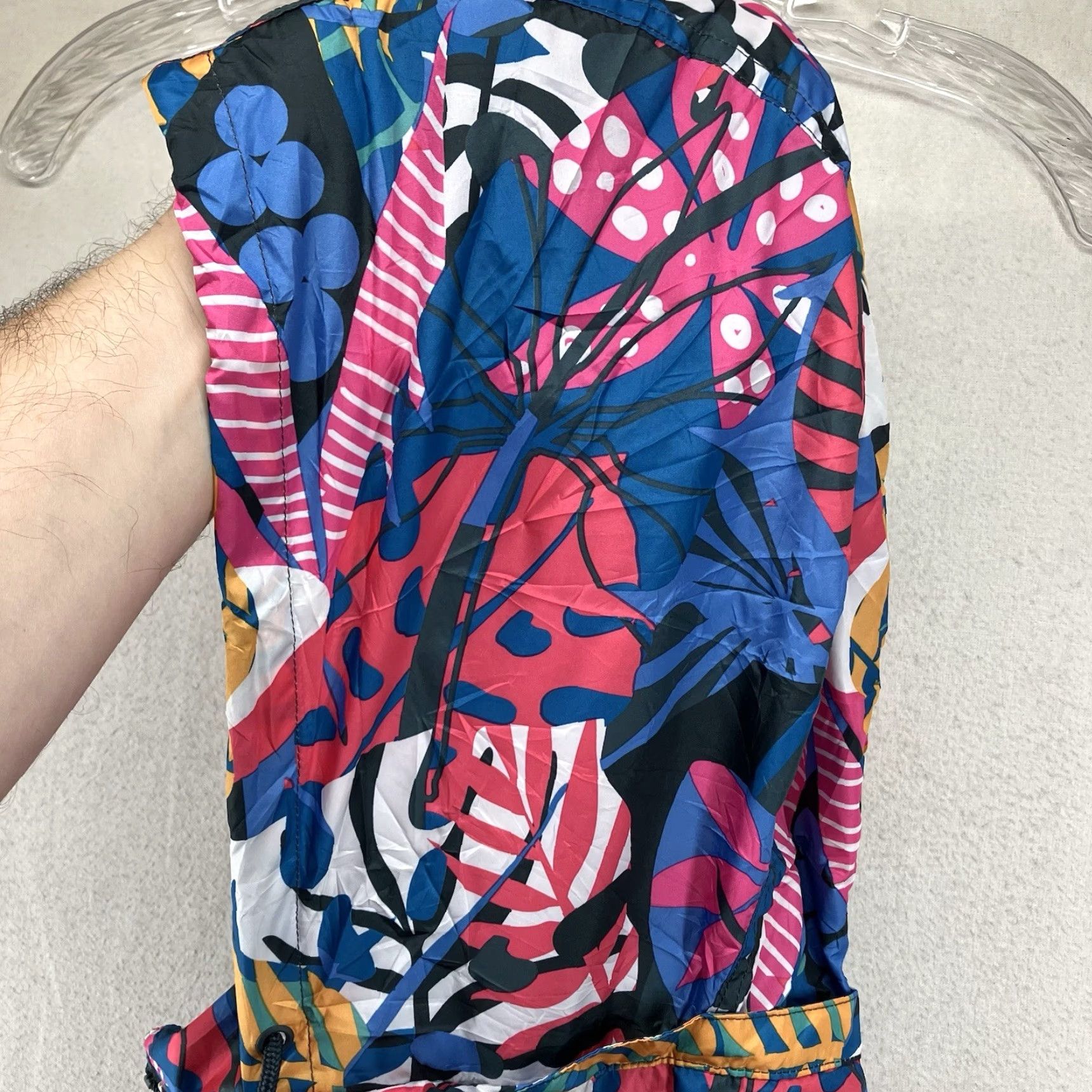 Rains LJ by Lauren James Colorful Floral Hooded Rain Jacket L Pink 1/2 Zip Snap Open Front Bohemian Womens Size L / US 10 / IT 46 - 6 Thumbnail
