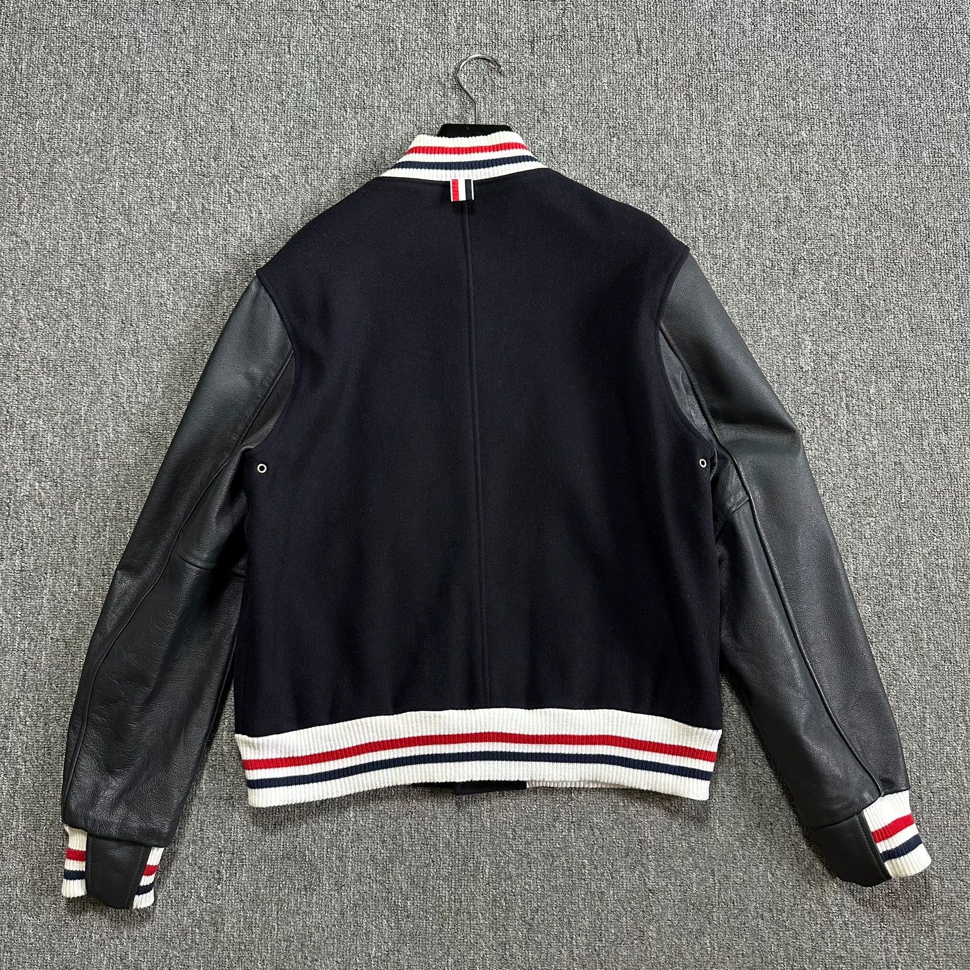 Thom Browne thom browne navy striped leather jacket Size US XXS / EU 40 - 4 Thumbnail