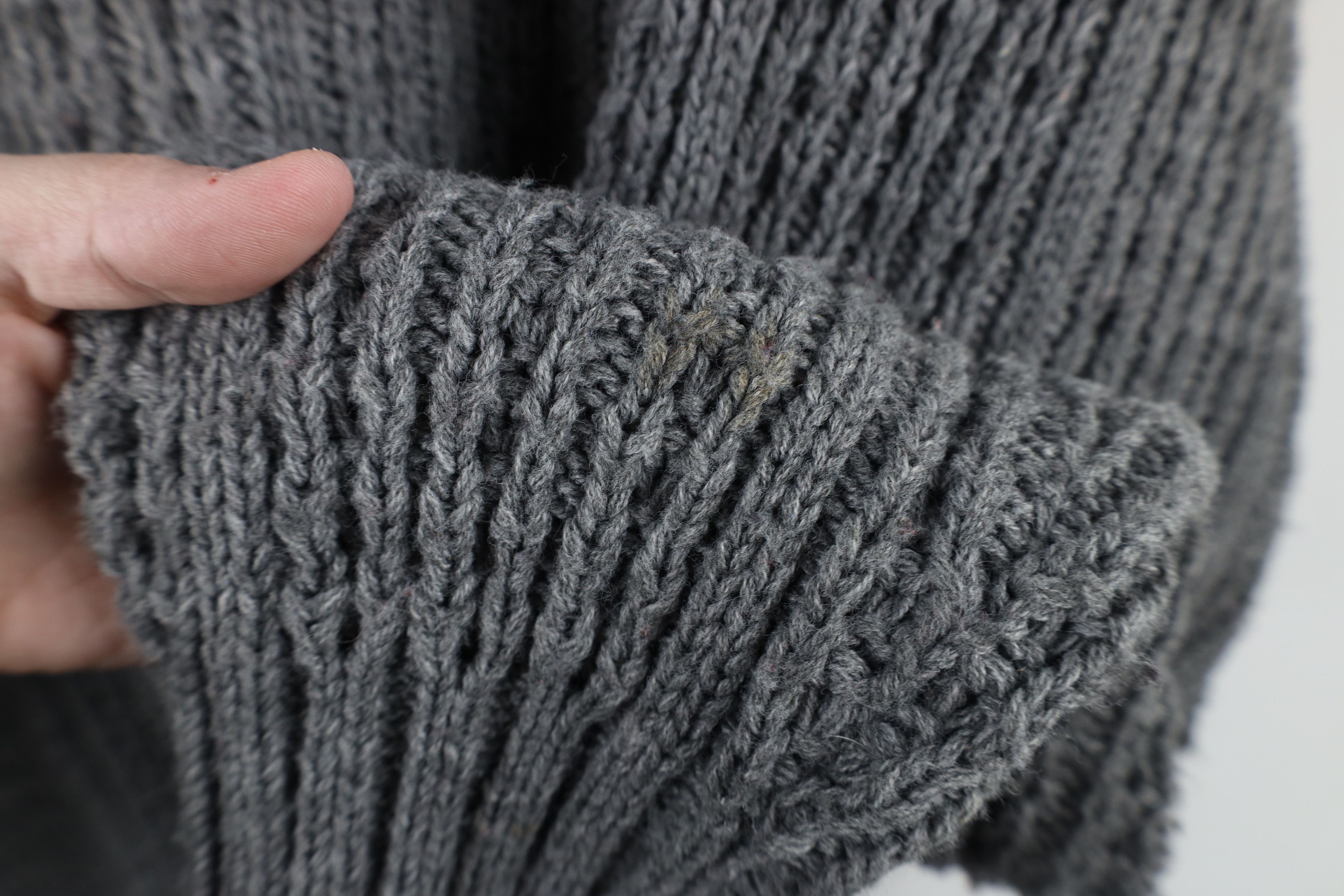 Vintage Vintage 90s Streetwear Chunky Ribbed Crewneck Sweater Gray Size US L / EU 52-54 / 3 - 6 Thumbnail