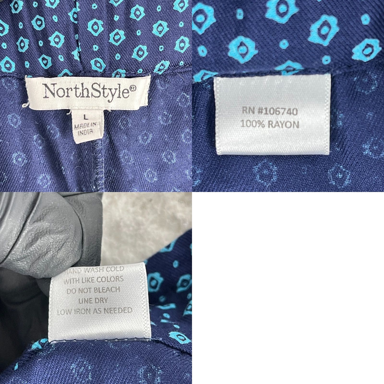 Vintage NorthStyle Blue Dot Print Pull On Elastic Waist Cropped Pants Womens Large Size 36" / US 14 / IT 50 - 9 Thumbnail