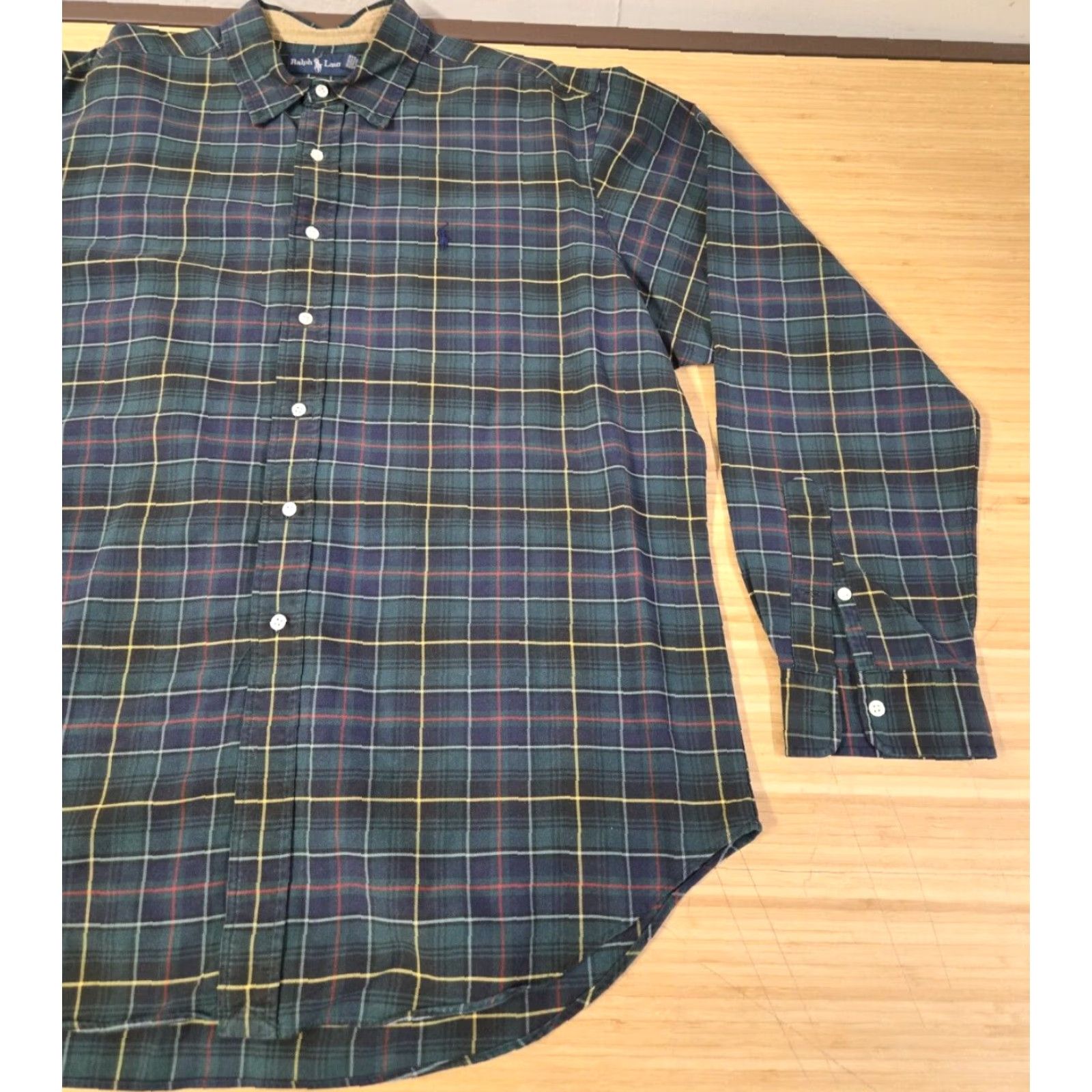 Polo Ralph Lauren Ralph Lauren Shirt 2XL Green Plaid Cotton Long Sleeve Button-Down Polo Pony Mens Size US XXL / EU 58 / 5 - 2 Thumbnail