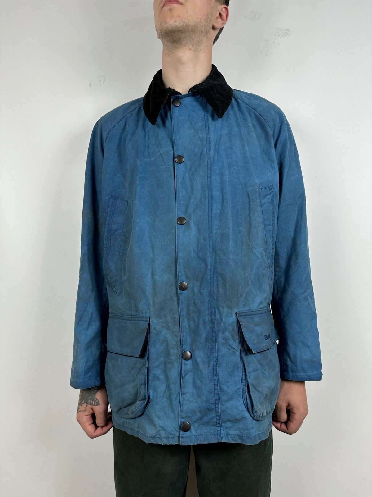 Barbour Barbour Bristol Waxed Blue Coat Jacket Size US L / EU 52-54 / 3 - 3 Thumbnail