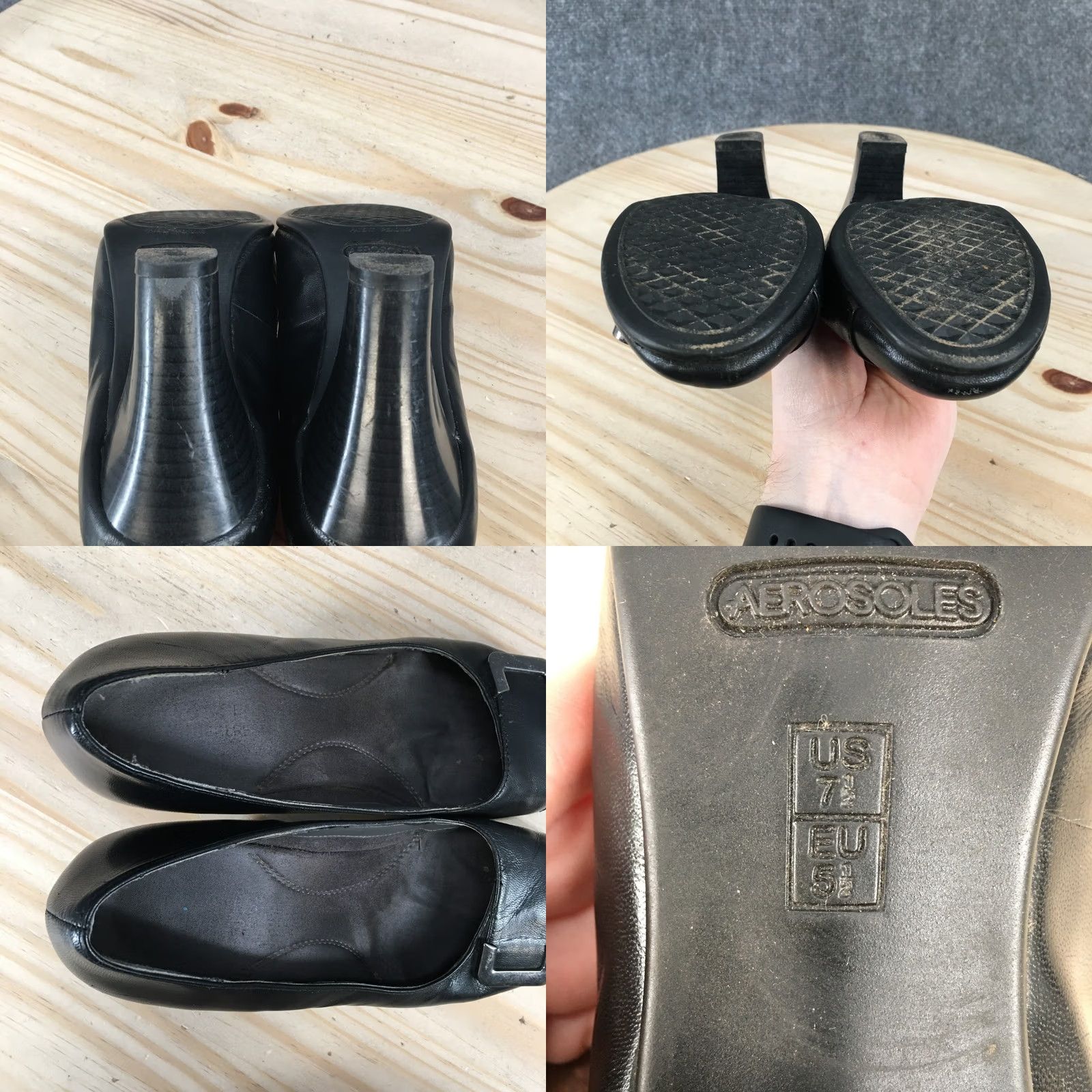 Vintage Aerosoles Heels Womens 7.5 Block Heels Slip On Dress Pumps Black Faux Leather Size M / US 6-8 / IT 42-44 - 9 Thumbnail
