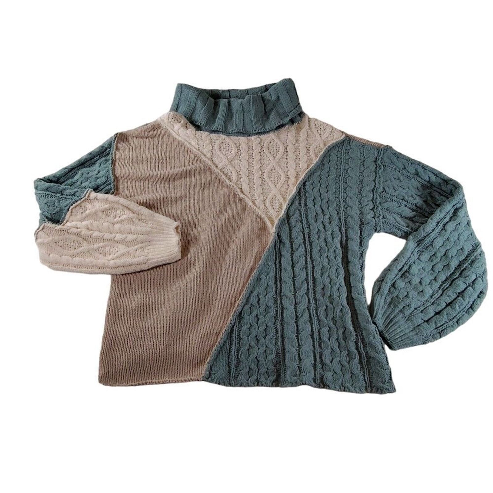 Miss Me Miss Me Colorblock Mixed Media Cable Knit Sweater Large Size L / US 10 / IT 46 - 5 Thumbnail