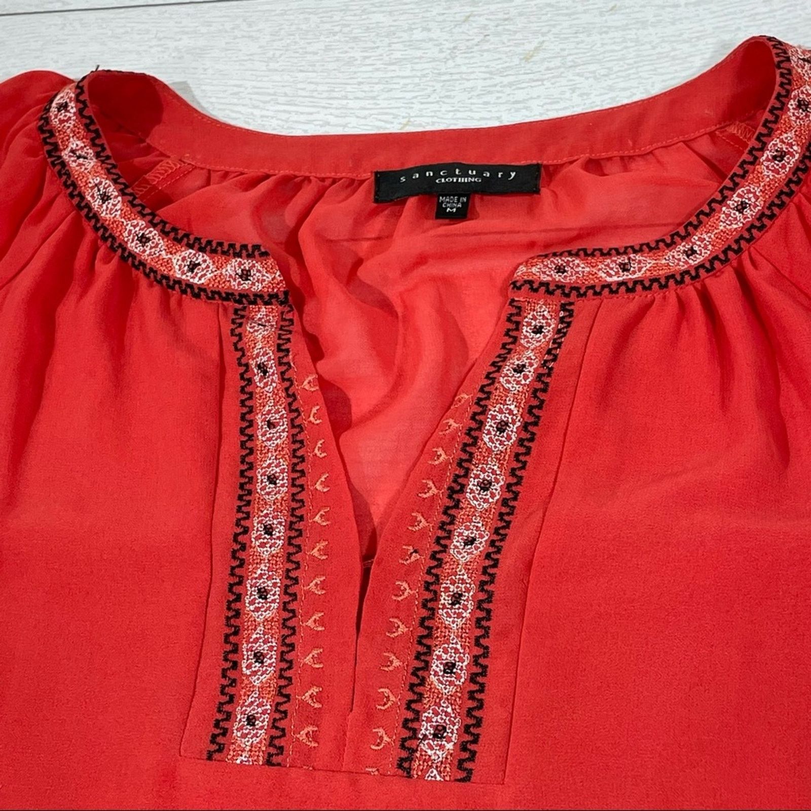 Other Sanctuary Burnt Orange Sheer Long Sleeve Shirt Size Medium Size M / US 6-8 / IT 42-44 - 8 Thumbnail