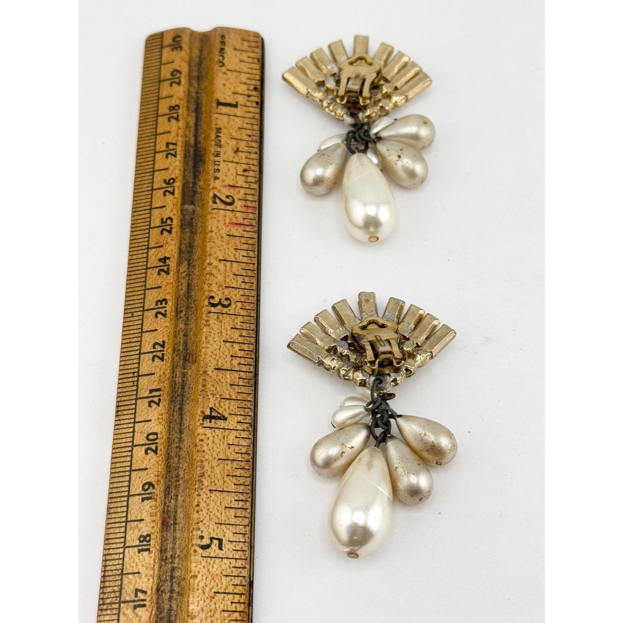 Vintage Vintage large ornate rhinestone & faux pearl tassel dangle s Size ONE SIZE - 6 Thumbnail