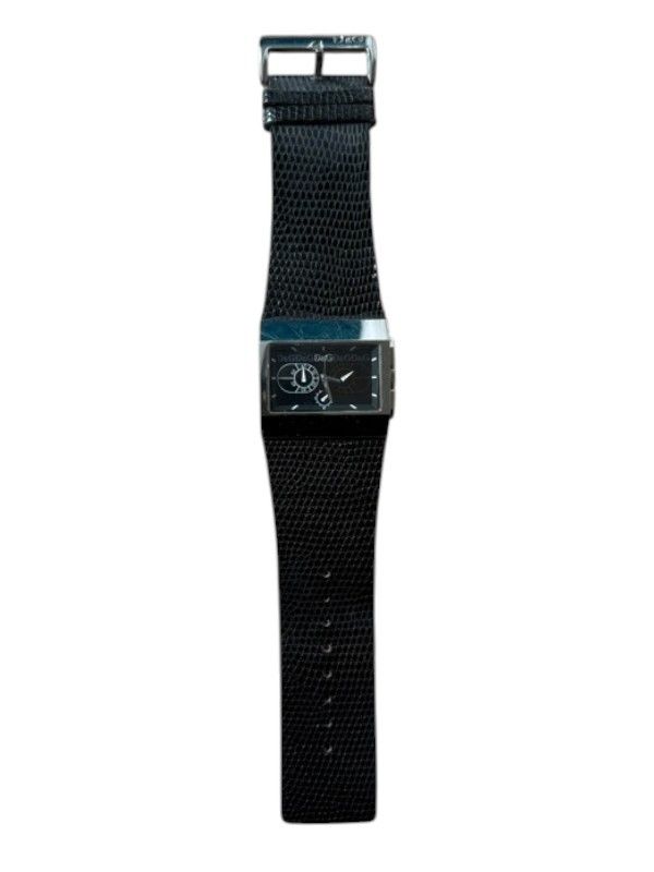 Dolce & Gabbana D&G Rectangular Dual Subdial Watch Black Snake Strap c.2000s Size ONE SIZE - 6 Thumbnail