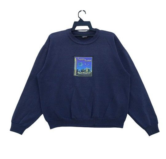 image of Vintage Jamie Lynn For Sessions Snowboard Cartoon Logo Sweatshirt in Navy, Men's (Size Medium)