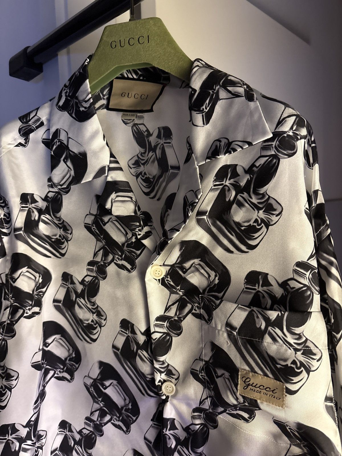 Gucci Gucci 3D Glass Horsebit Print Silk Shirt Size US M / EU 48-50 / 2 - 1 Thumbnail