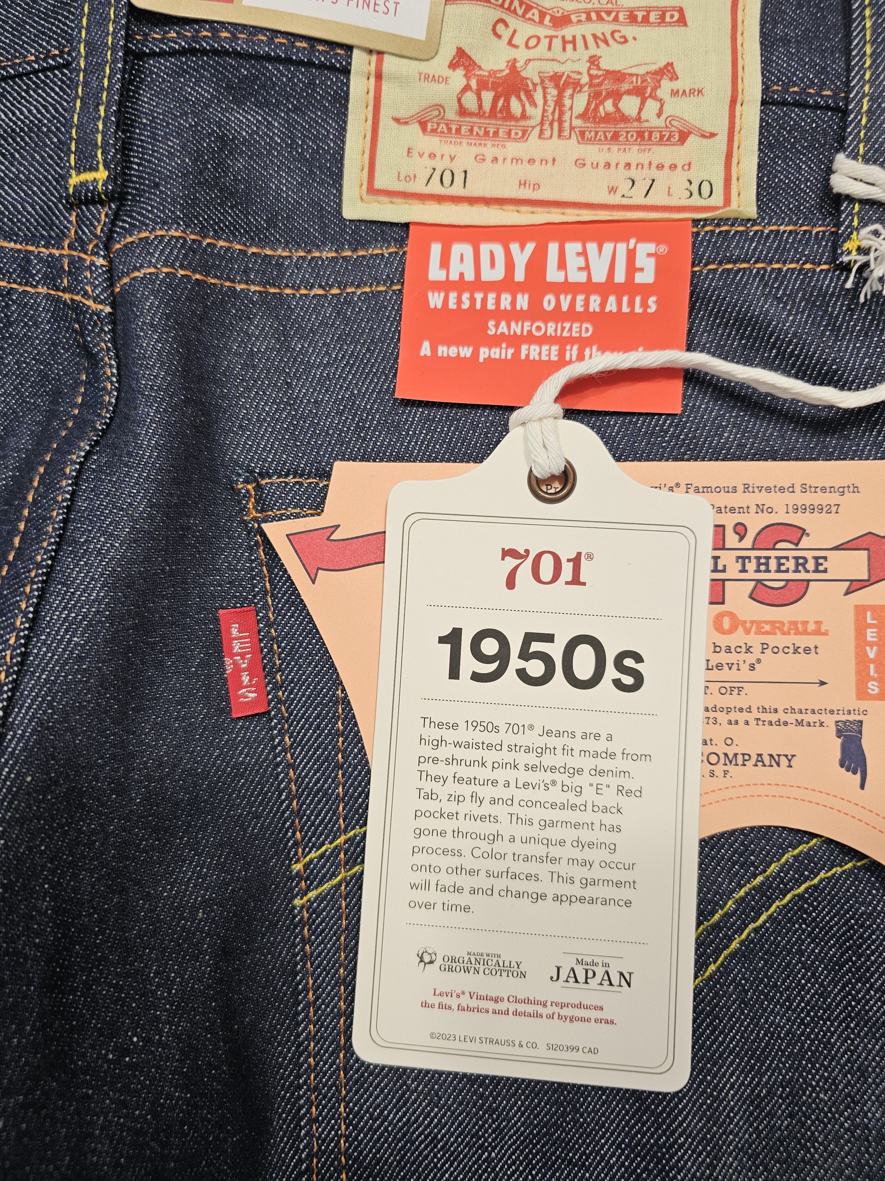 Levi's Vintage Clothing Levi's Vintage Clothing 1950's 701 Big E Selvedge Japan Made Size 27" / US 4 / IT 40 - 8 Thumbnail