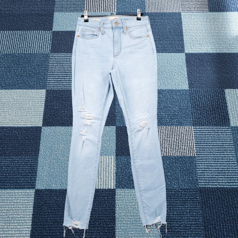 Vintage Universal Thread Jeans Women Blue High Rise Skinny Stretch Raw Hem Denim 2/26R Size 26" / US 2 / IT 38 - 1 Thumbnail