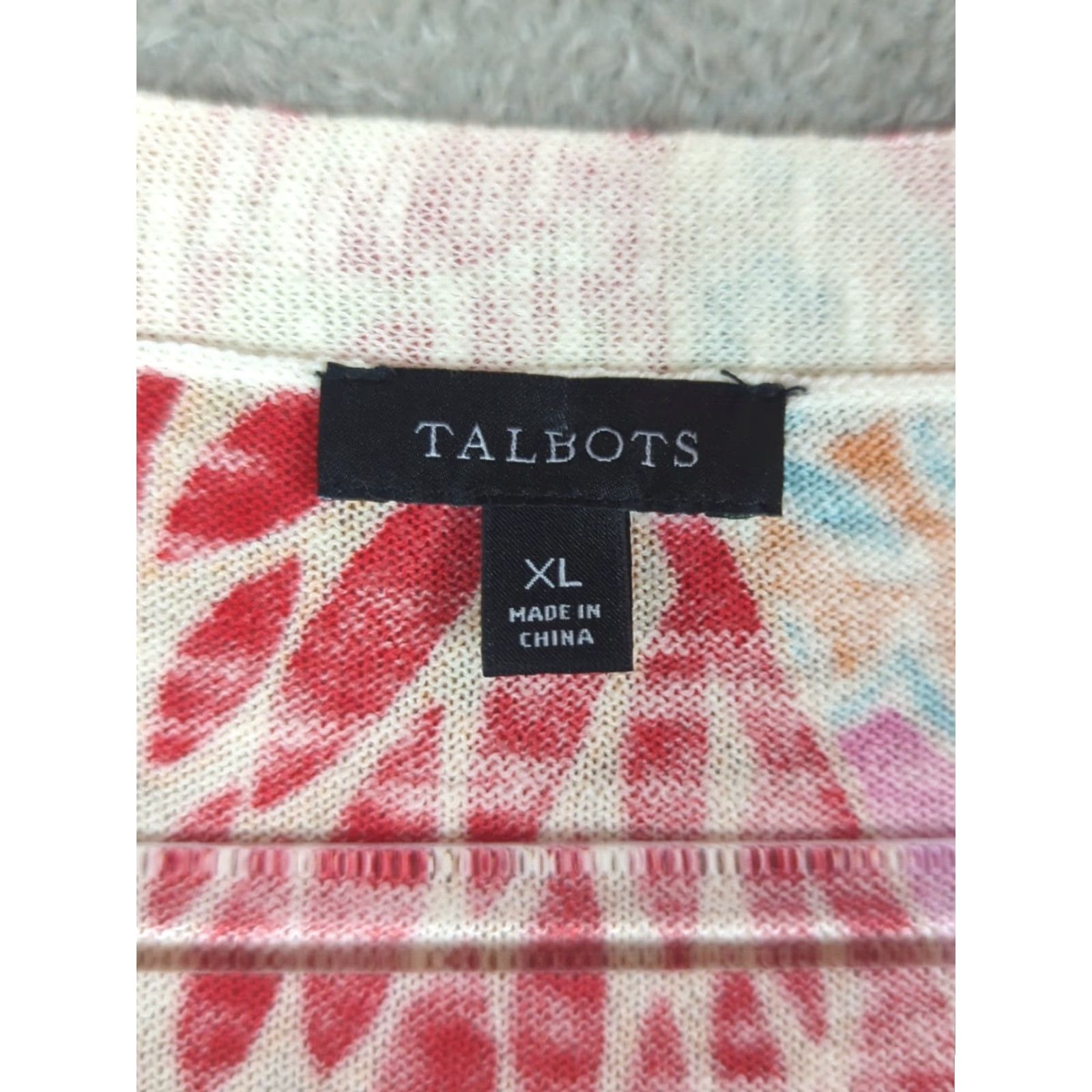 Talbots Talbots Sweater Top Women XL Multicolor 100% Cotton V-Neck 3/4 Sleeve Pullover Lightweight Knit Paisley Casual Wear Womens Size XL / US 12-14 / IT 48-50 - 3 Thumbnail