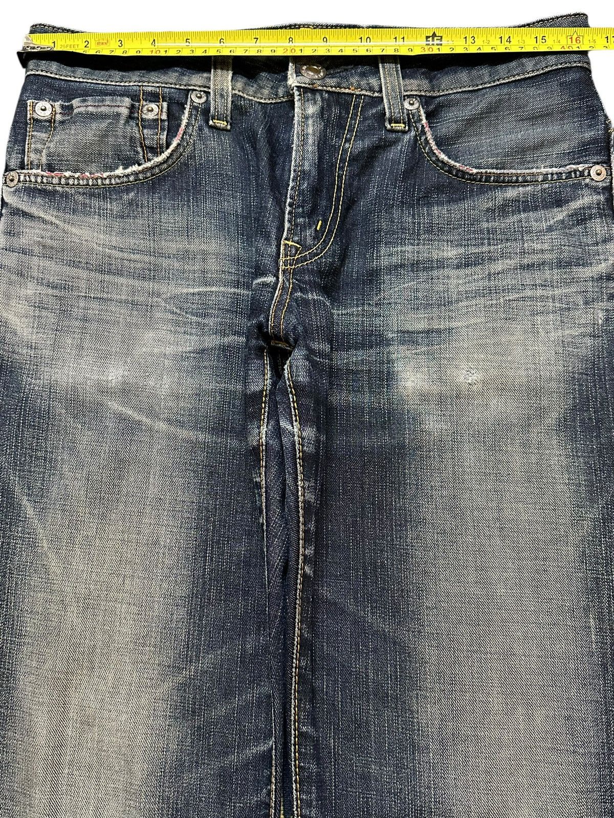 Edwin Vintage Edwin 503 Blue Trip Faded Wash Distress Baggy Jeans Size US 32 / EU 48 - 12 Thumbnail