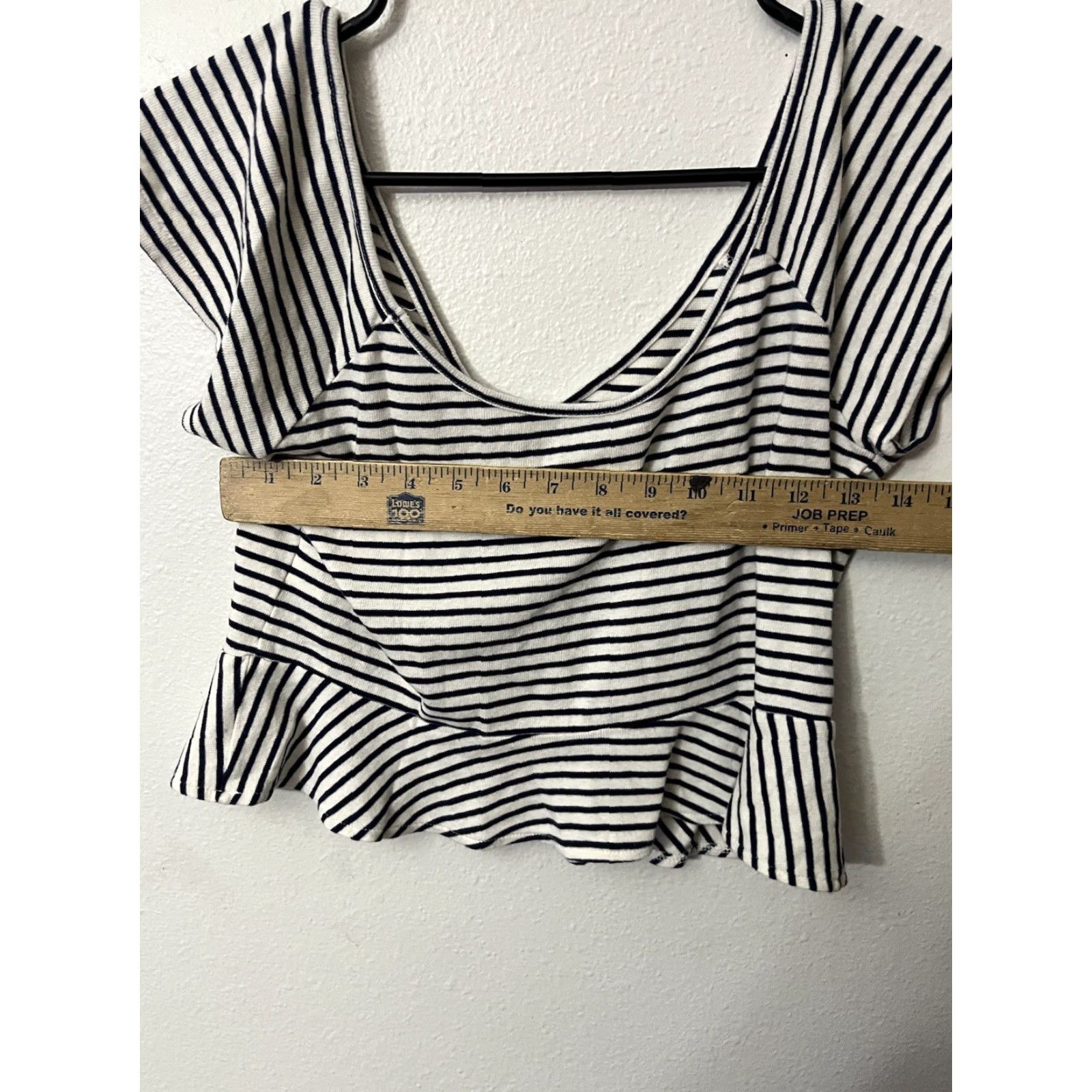 American Eagle Outfitters American Eagle Striped Crop Top Large V Neck Blue White Womens Size L / US 10 / IT 46 - 5 Thumbnail