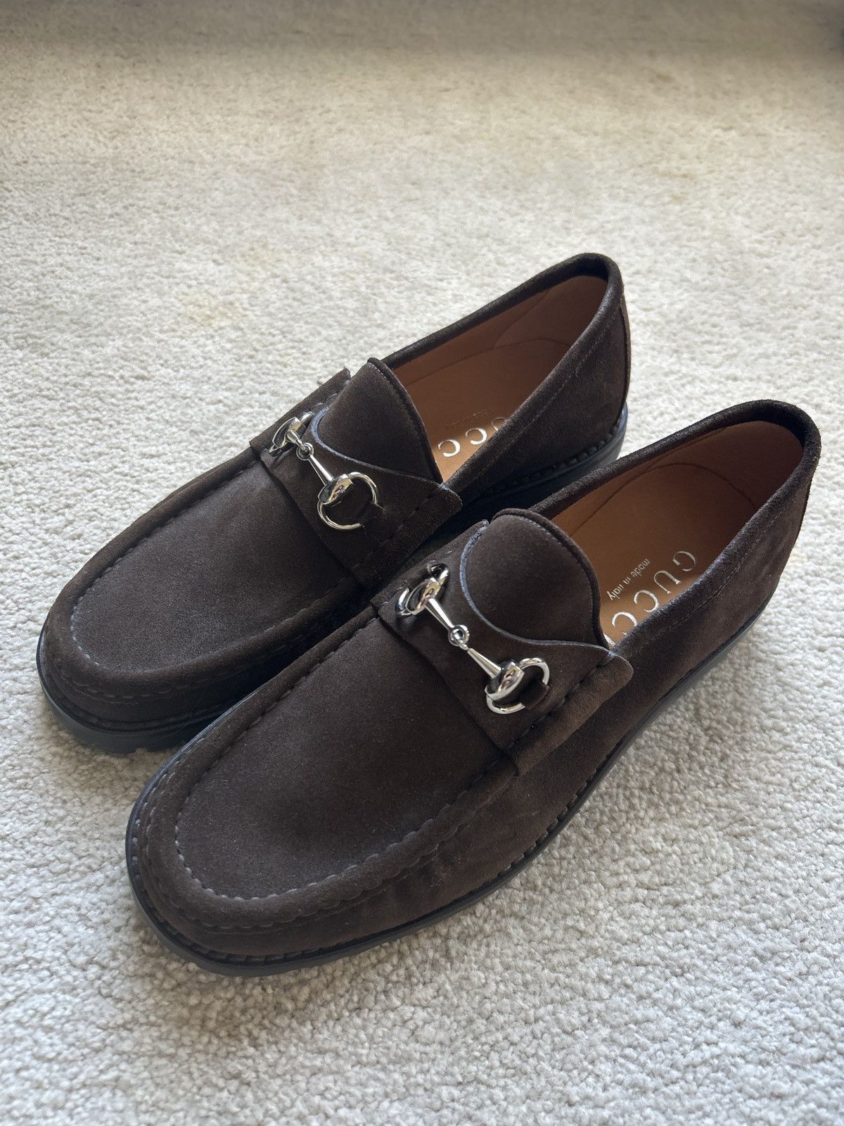Gucci brown suede loafers