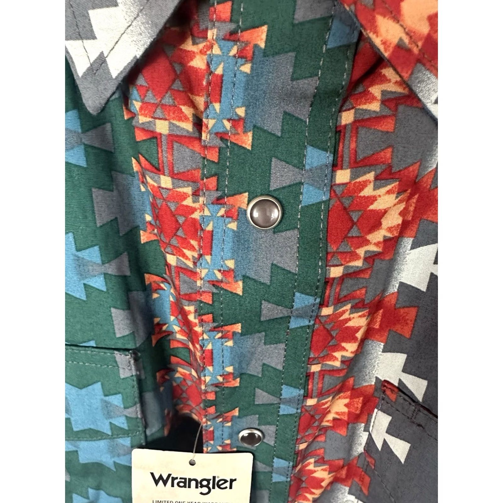 Wrangler VINTAGE Wrangler Mens Shirt 2XL Multi Pearl Aztec Southwestern Tribal Checotah Rodeo NWT Size US XXL / EU 58 / 5 - 4 Thumbnail