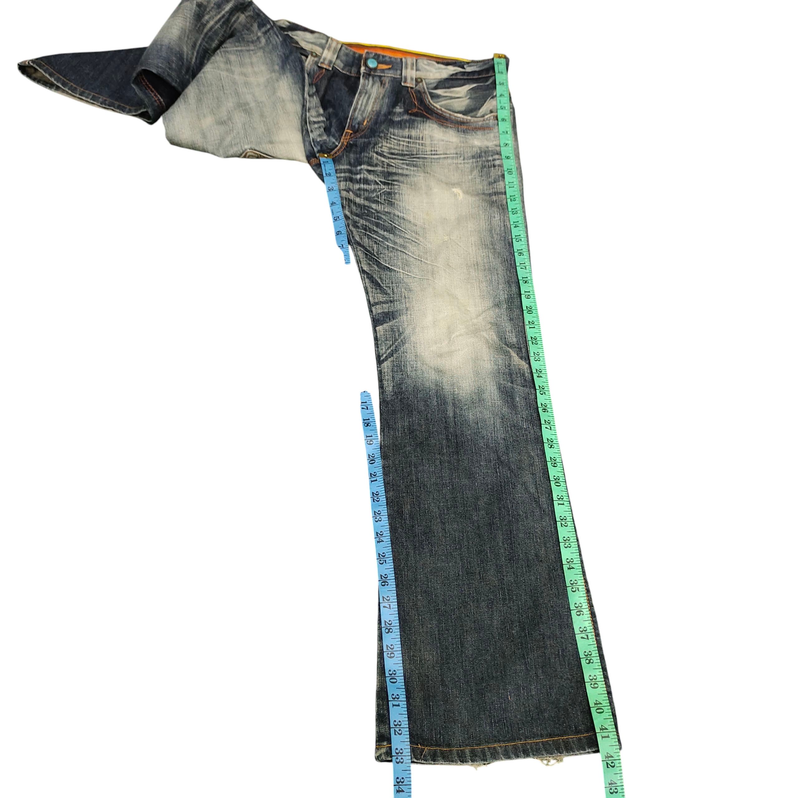 If Six Was Nine Flare Jeans 90s Edwin Cowboy Clawmark Distress Denim Bootcut Size US 33 - 14 Thumbnail