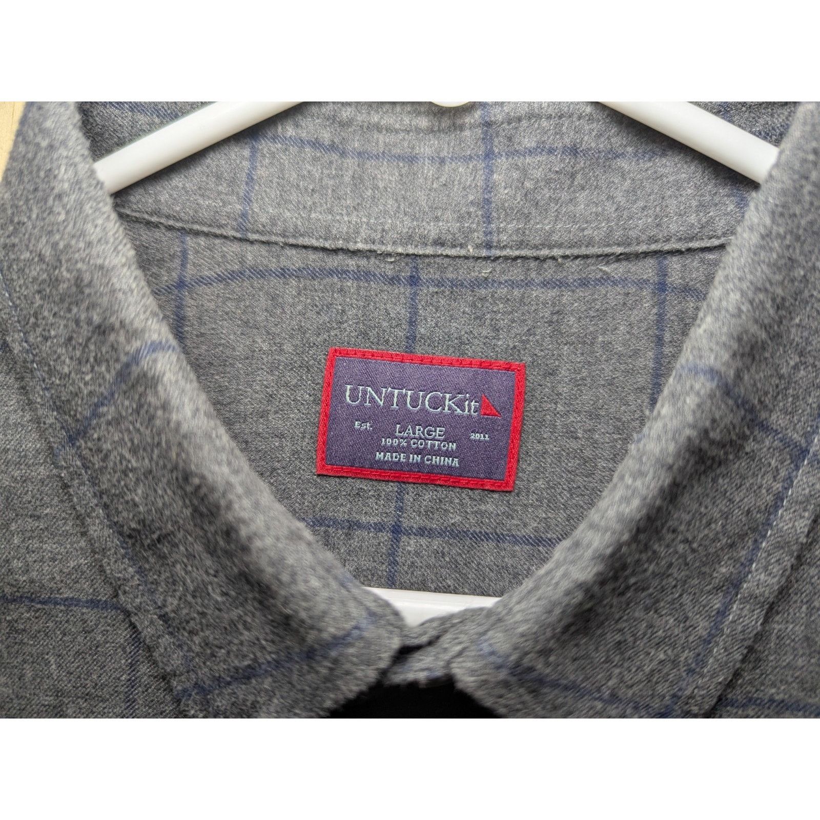 UNTUCKit UNTUCKit Men's Large Flannel Shirt Check Button Down Size US L / EU 52-54 / 3 - 4 Thumbnail