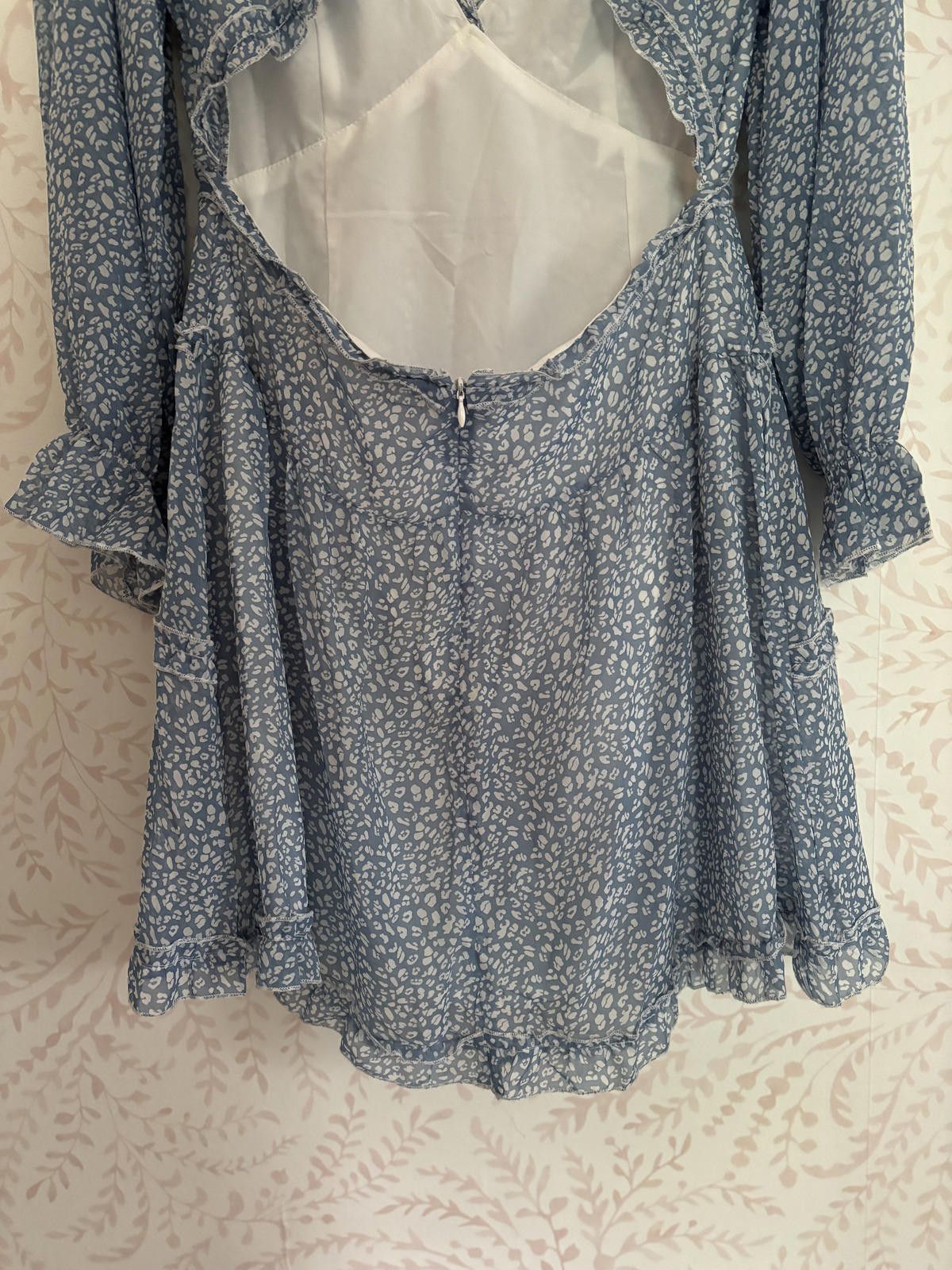 Designer NWT open back floral semi-sheer dress by Sucrefas Size L / US 10 / IT 46 - 4 Thumbnail