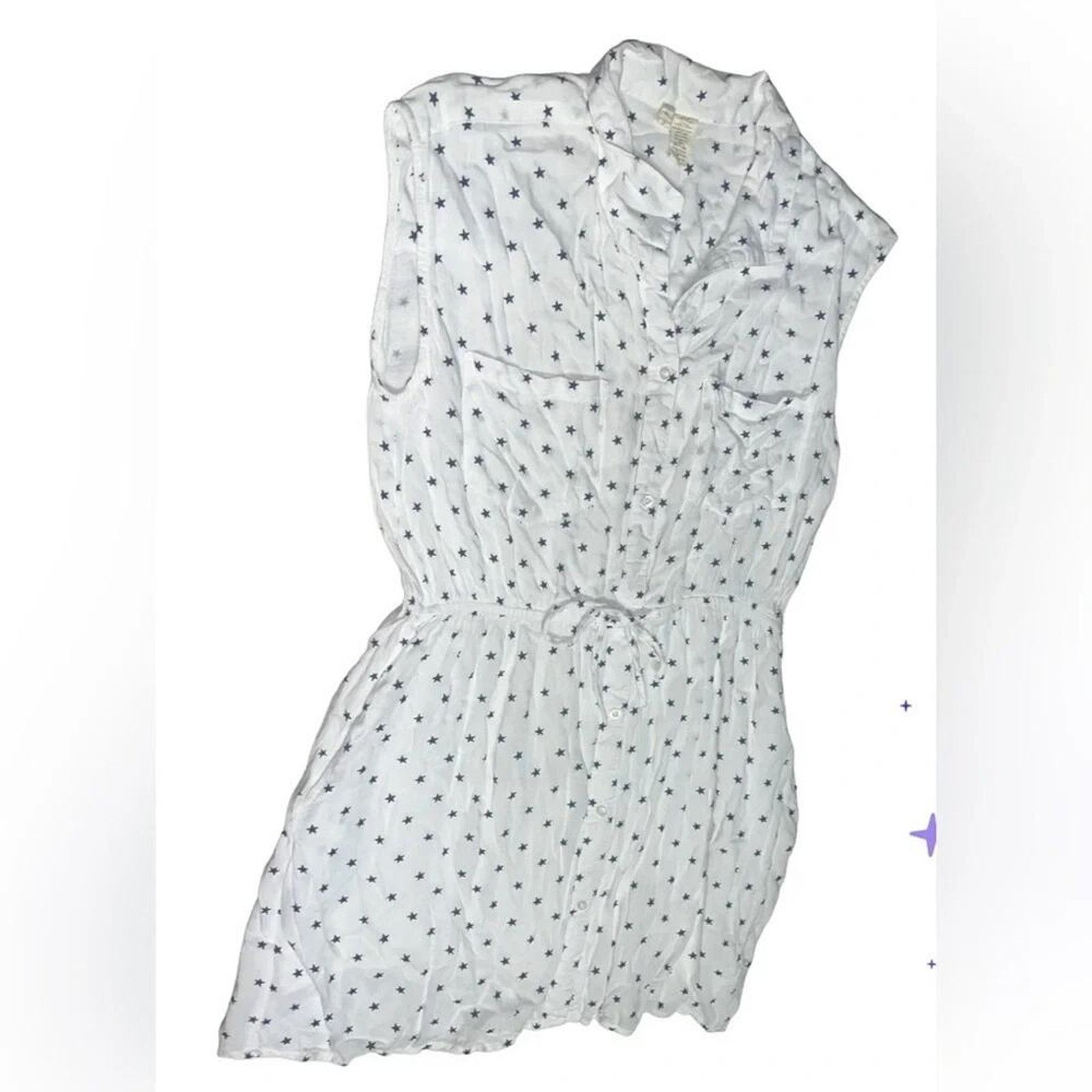 The Unbranded Brand Japna for Anthropologie star print button up mini dress, Lg Size L / US 10 / IT 46 - 1 Thumbnail
