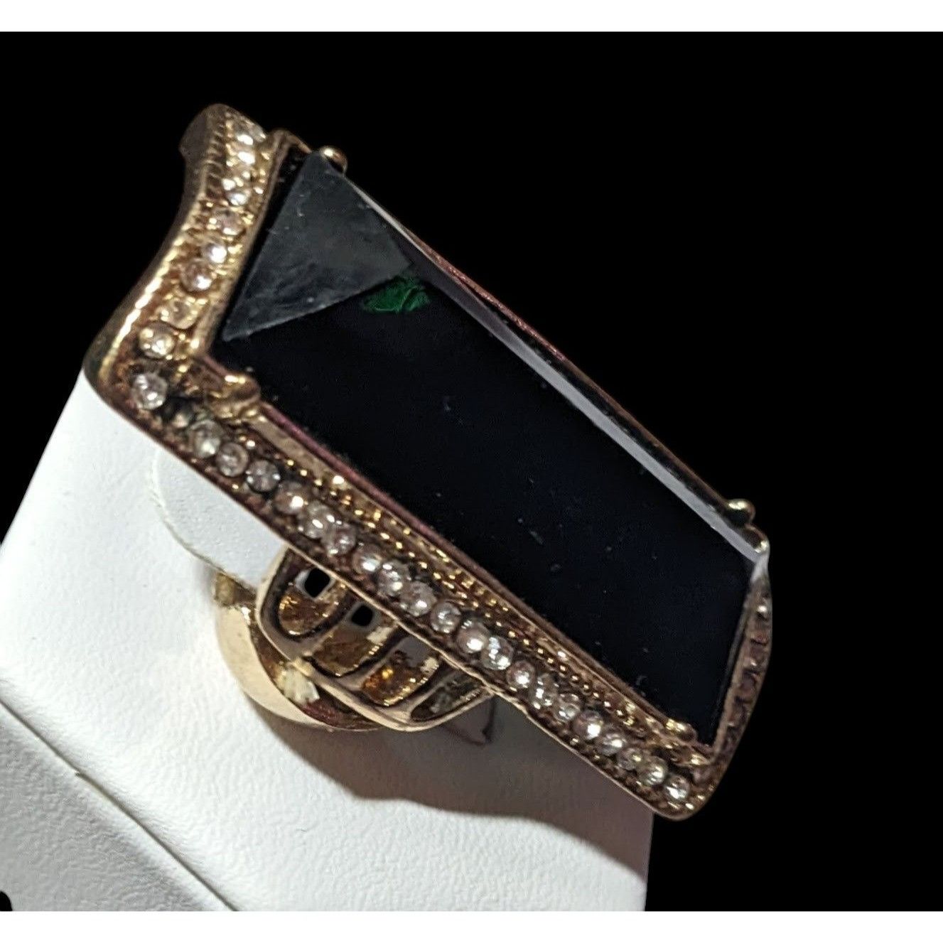 Other Art Deco Style Glam Black And Gold Stretch Statement Ring Si Size ONE SIZE - 2 Thumbnail