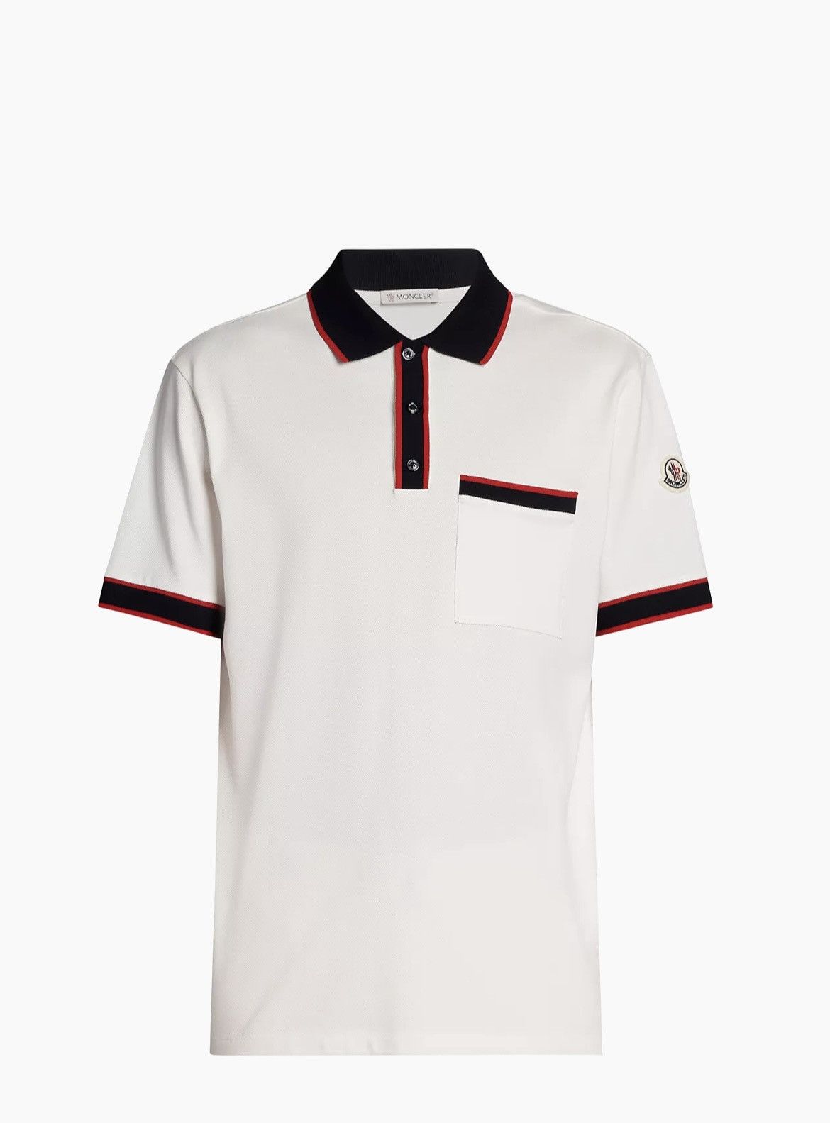 image of Moncler Short-Sleeve Polo Shirt in White, Men's (Size 2XL)