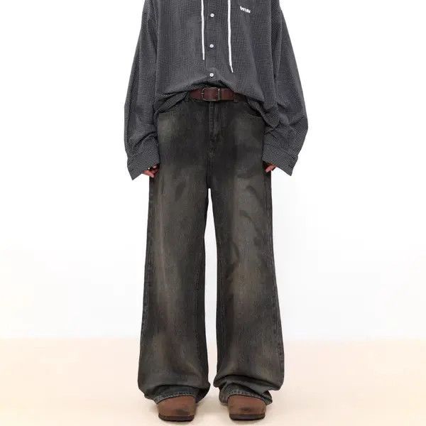 Japanese Brand VIBE Washed and distressed high street straight leg jeans Size US 34 / EU 50 - 5 Thumbnail