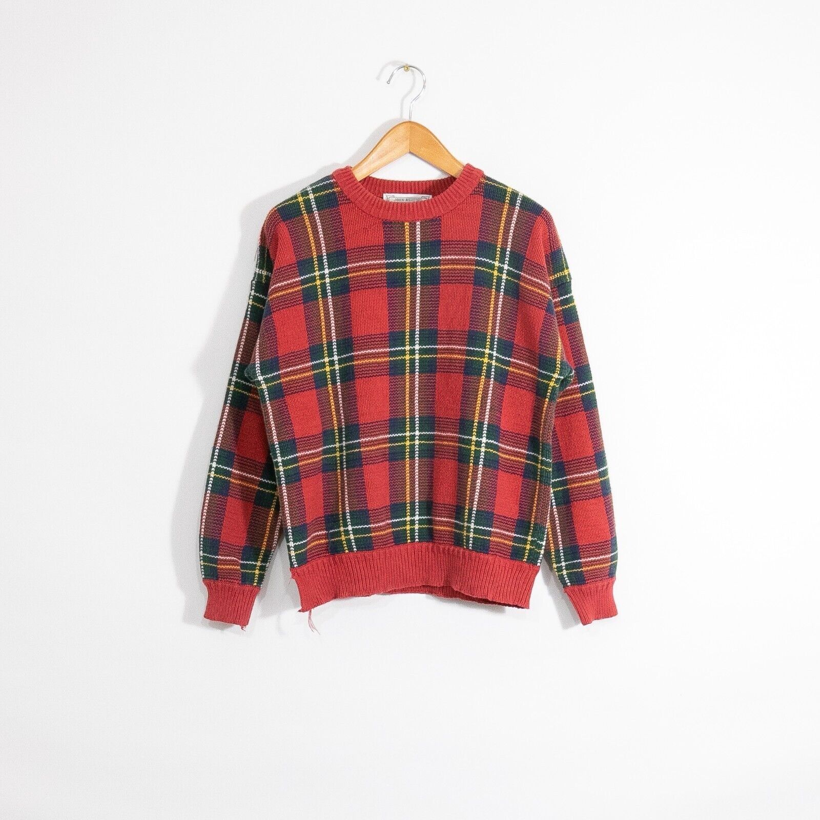 Vintage Vintage Tartan Plaid Cotton Knit Sweater Large - Distressed Size US L / EU 52-54 / 3 - 1 Thumbnail