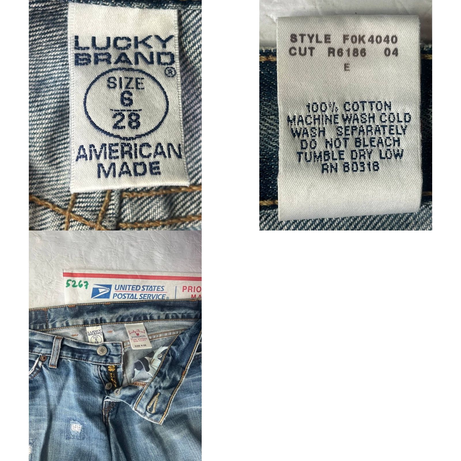 Lucky Brand VTG Lucky Brand Jeans Women 28 Blue Denim Low Rise Boot Flare Stretch USA Cowboy Logo Western 5-Pocket Design Inseam 32.5 in Bagged Size 28" / US 6 / IT 42 - 8 Thumbnail