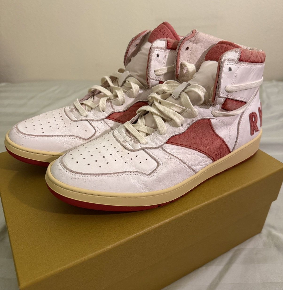 Rhude Rhude Rhecess-Hi Sneakers White/Red 11 Size US 11 / EU 44 - 1 Thumbnail
