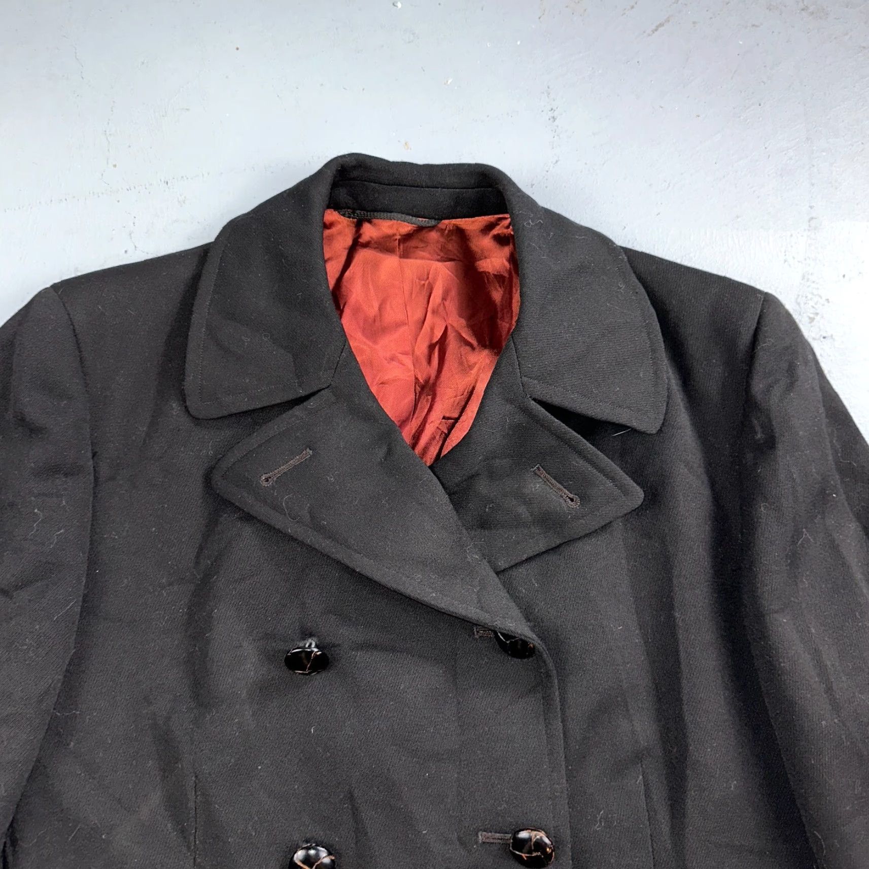 Vintage Vintage 1960s Black Wool Military Pea Coat Rockabilly 60s Double Breast Jacket Size US M / EU 48-50 / 2 - 7 Thumbnail