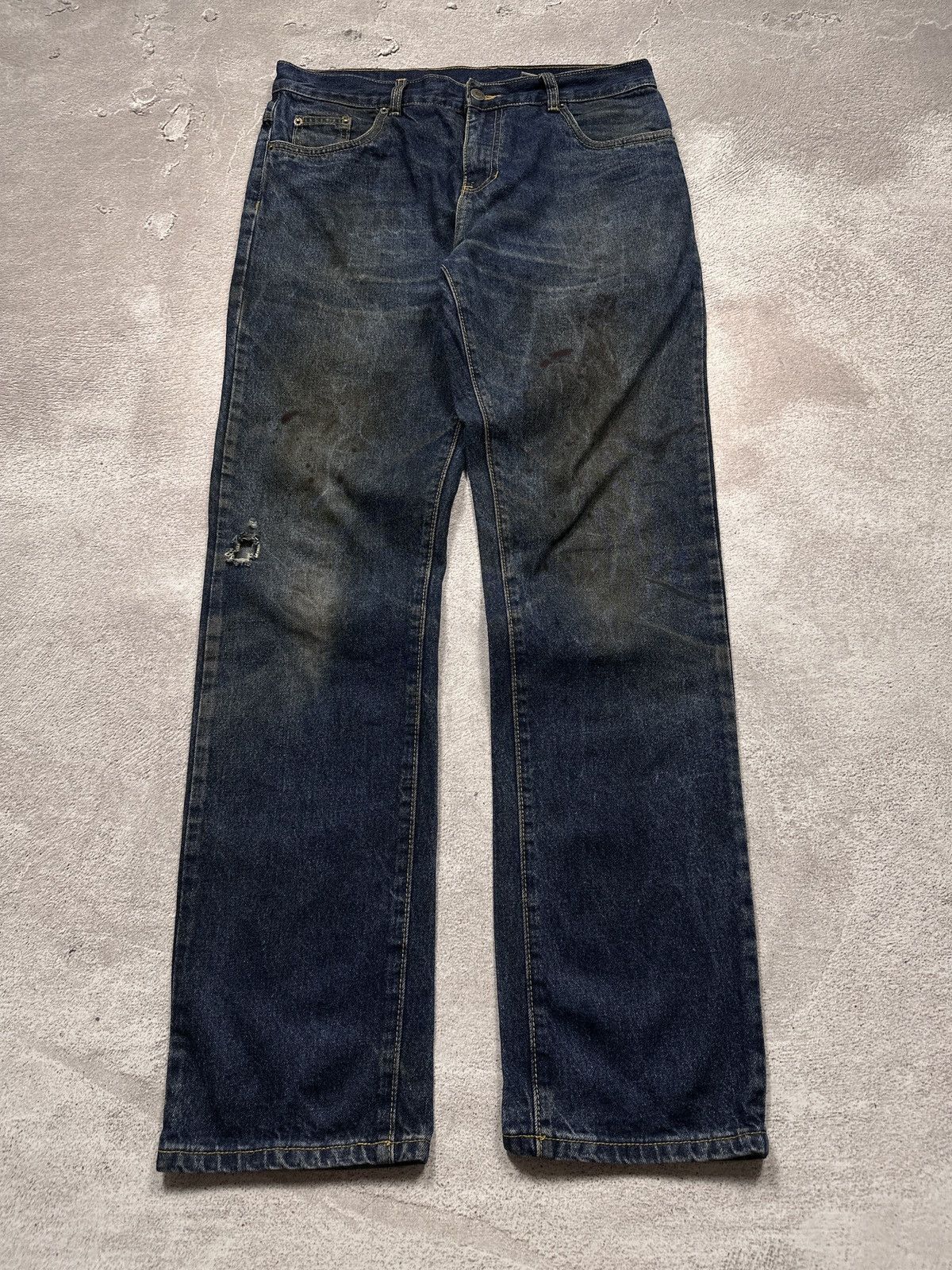 Vintage Vintage Helmut Lang Style Distressed Painted Jeans Denim Size US 34 / EU 50 - 1 Thumbnail