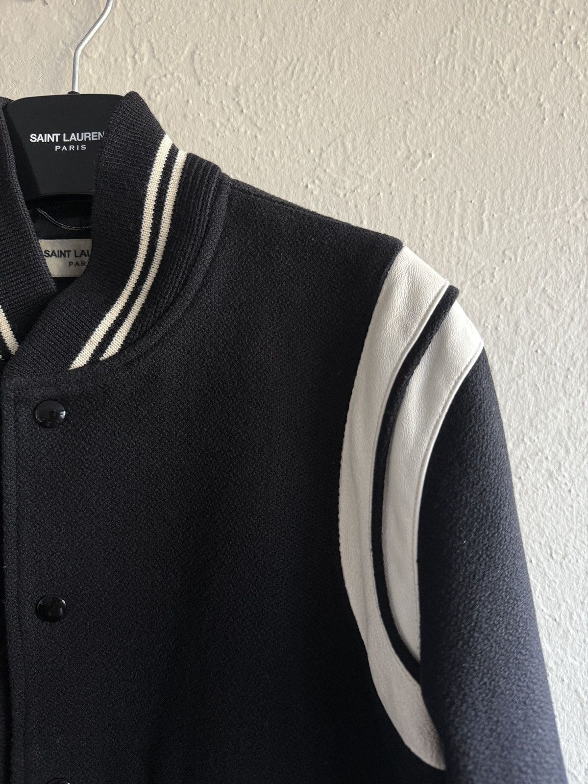 Hedi Slimane × Saint Laurent Paris Saint Laurent Paris Black Wool Teddy Varsity Jacket SS16 Size US M / EU 48-50 / 2 - 3 Thumbnail