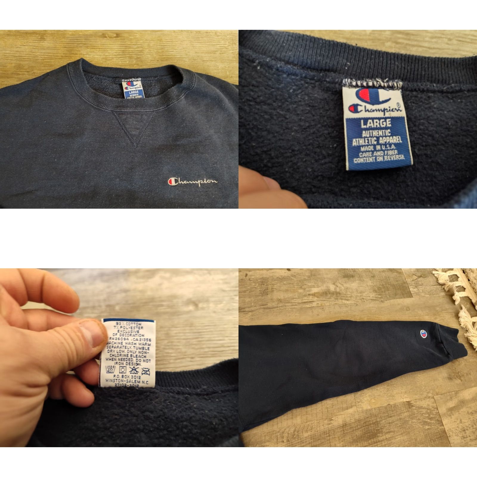 Champion VINTAGE Champion Sweater XL Sweatshirt Crew Neck Men 90s Dark Blue Cotton Pullover IDK? Size US XL / EU 56 / 4 - 8 Thumbnail