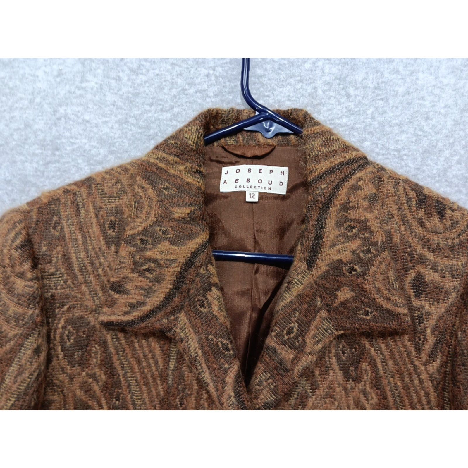 Joseph Abboud Joseph Abboud Collection Blazer Womens 12 Brown Paisley Mohair Wool Blend Italy Blazer Size XL / US 12-14 / IT 48-50 - 3 Thumbnail