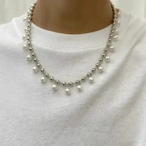 Jewelry Simple Bead Chain Hanging Pearl Necklace Size ONE SIZE - 2 Thumbnail