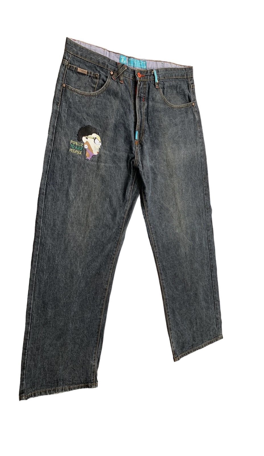 Vintage L.R.G Hip Hop Make Jeans Not War Baggy Denim Pants Size US 38 / EU 54 - 2 Thumbnail