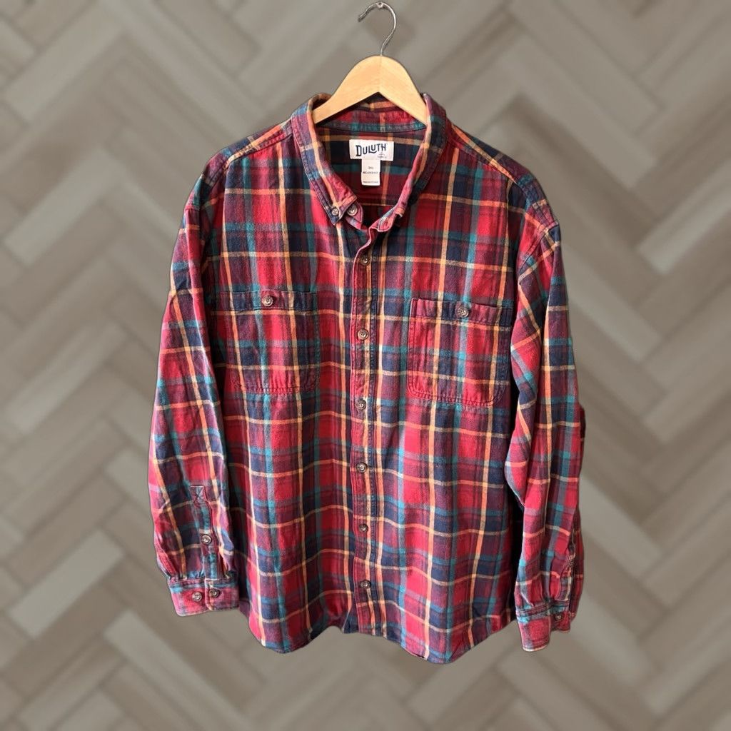 Vintage Duluth Trading Co. Mens Red Plaid Long Sleeve Button Up Flannel Shirt 3XL Regular Size Mens Size US XXL / EU 58 / 5 - 1 Thumbnail