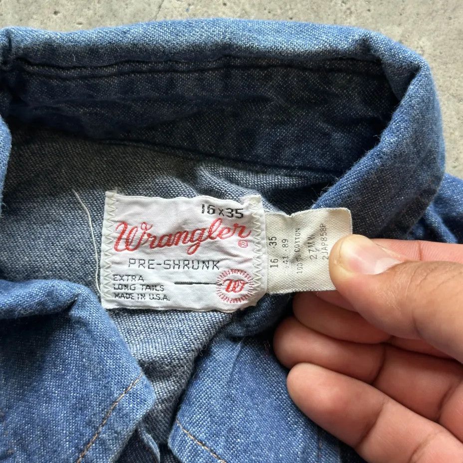 Wrangler Vintage 70s Wrangler Denim Pearl Snap Western Button Shirt Size US M / EU 48-50 / 2 - 5 Thumbnail