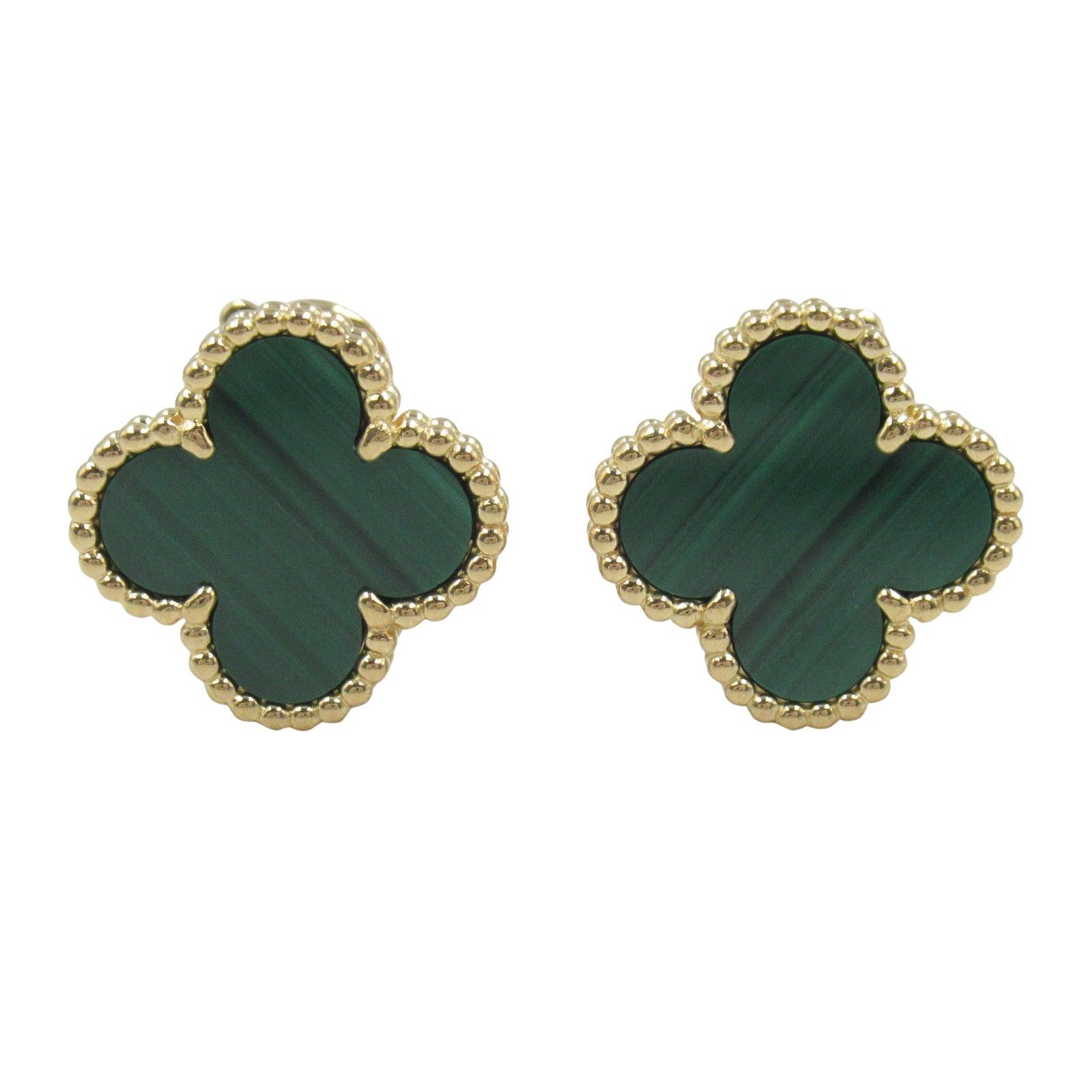 Van Cleef Arpels Alhambra Earrings Malachite K18 (Yellow Gold) Green