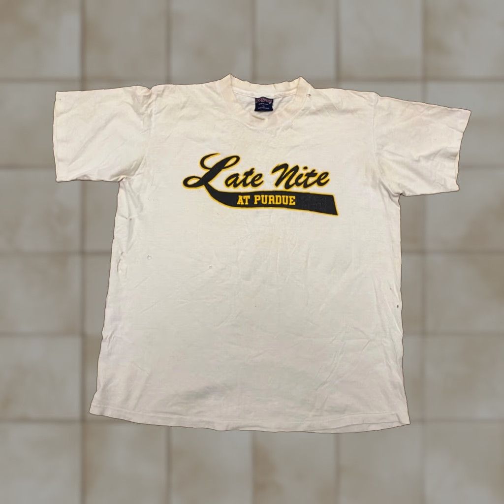 Vintage VINTAGE Late Night Show Purdue University Signal Tee Shirt Mens Large Yellow 1980s USA Single Stitch N/A Size US L / EU 52-54 / 3 - 1 Thumbnail