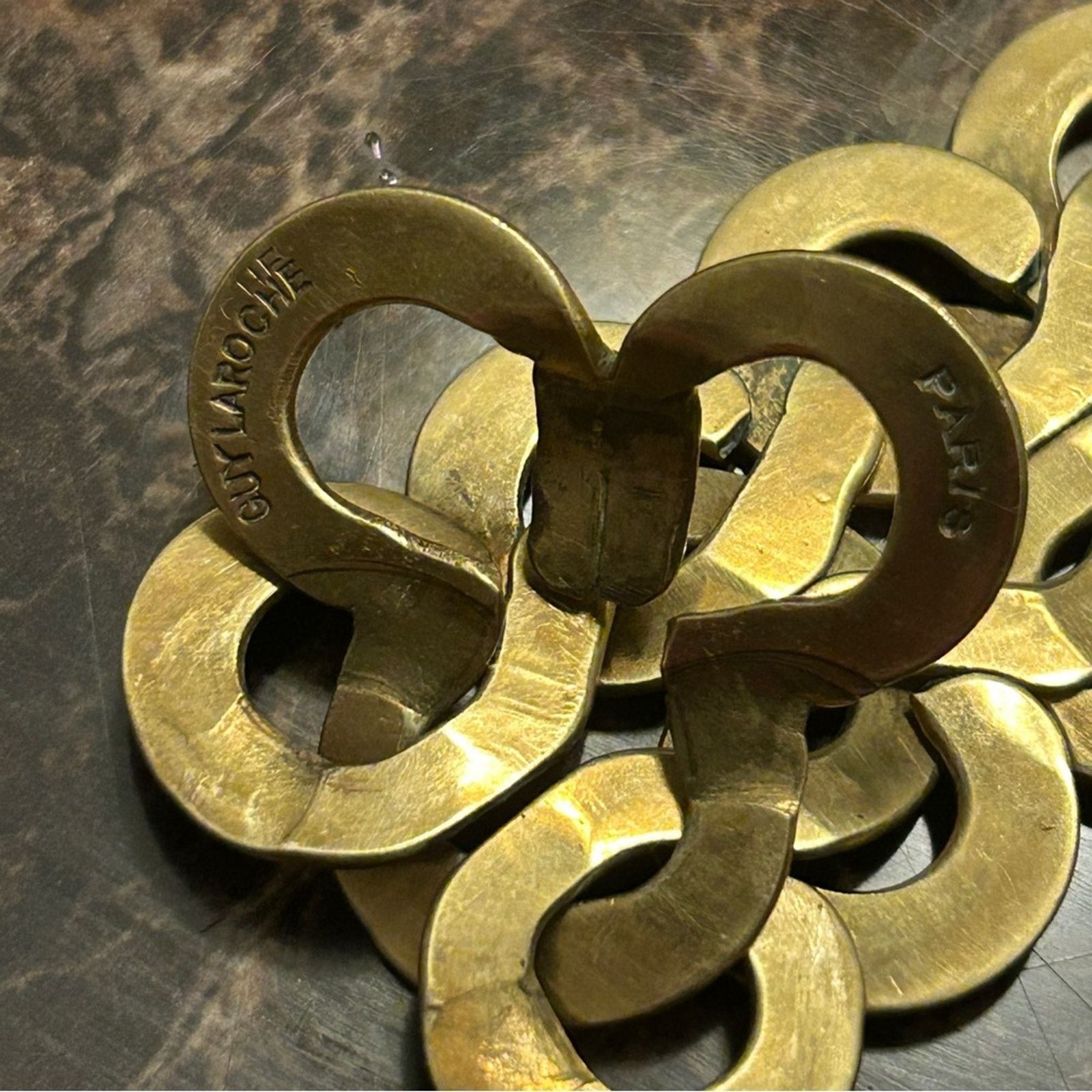 Guy Laroche 60s Guy Laroche MCM Hammered Metal Gold Link Brutalist Belt Size ONE SIZE - 4 Thumbnail