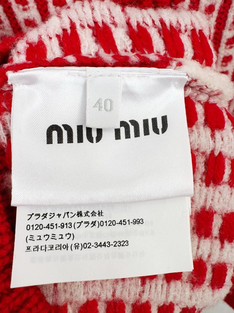 Prada Miu Miu Red Wool Cardigan with Bow -2505 Size M / US 6-8 / IT 42-44 - 5 Thumbnail
