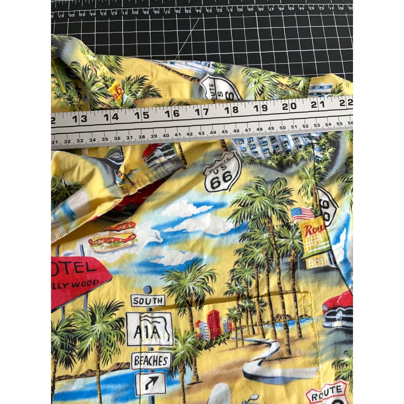 Vintage Vintage Hawaiian Shirt Aloha Republic Adult XL Camp Collar 1980s Map Route 66 Yellow Cotton Men Size US XL / EU 56 / 4 - 7 Thumbnail