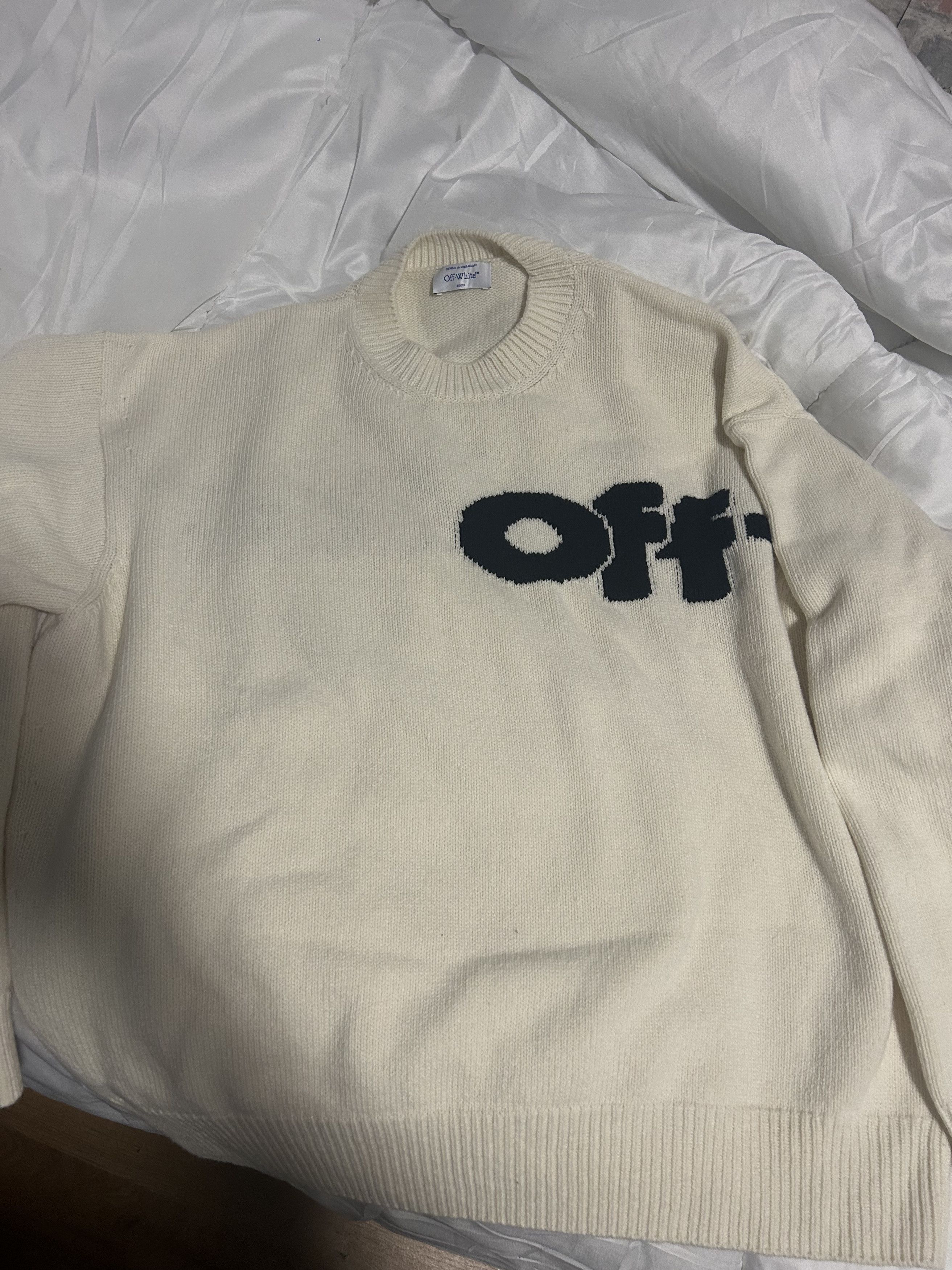 Off-White off-white jersey with logo intarsia Size US M / EU 48-50 / 2 - 1 Thumbnail