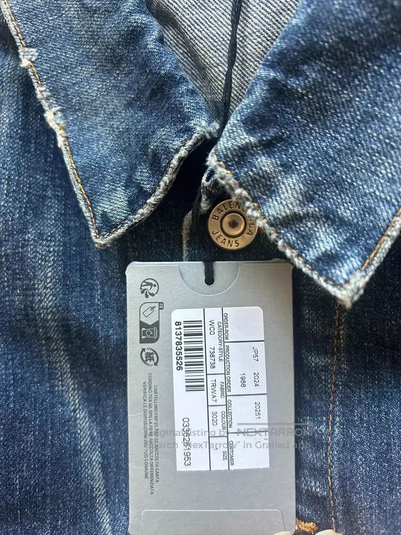 Balenciaga Balenciaga Rinse washed denim tape jacket blue Size US S / EU 44-46 / 1 - 5 Thumbnail