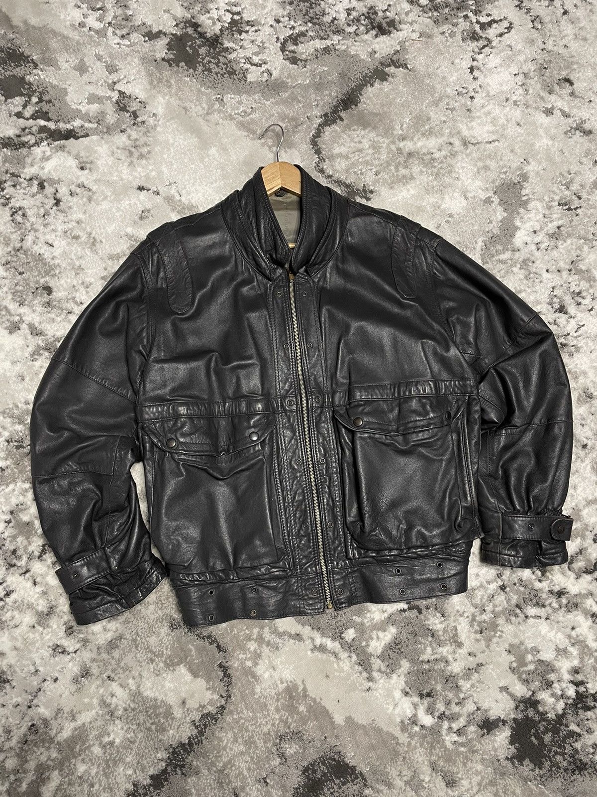 Genuine Leather Crazy Vintage Leather Bomber Jacket Biker Rick Owens Style Size US M / EU 48-50 / 2 - 9 Thumbnail