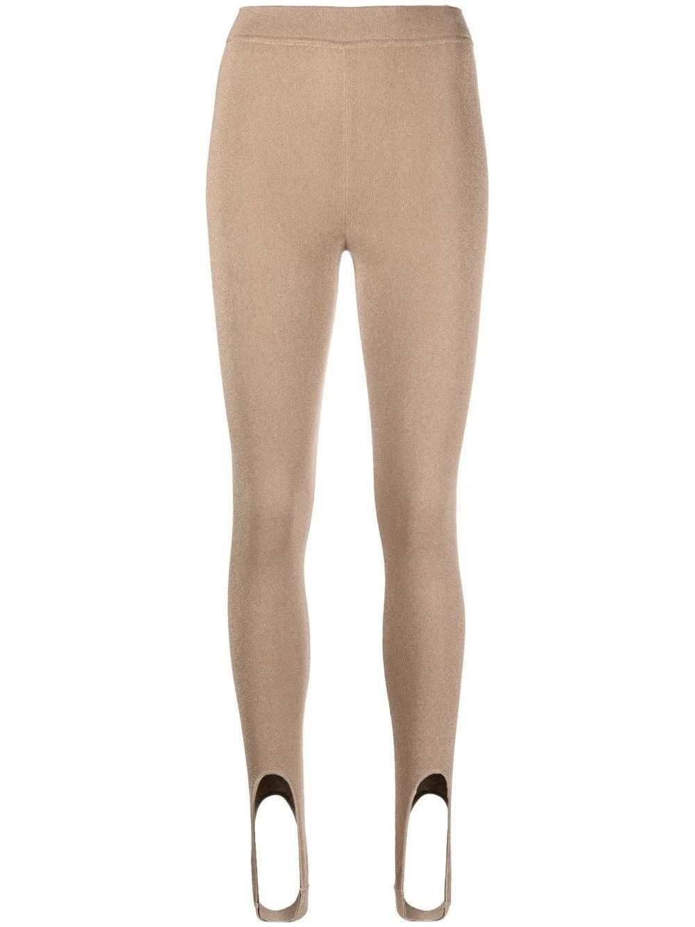 image of Saint Laurent Paris Oc11Z10524 Stirrup Leggings In Lurex Knit In Beige, Women's (Size 30)